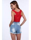 Top with zipper on the back, red 20688 - Online store - Boutique